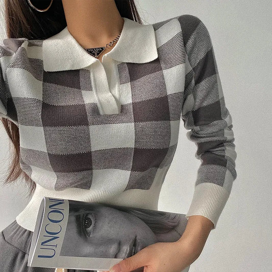 סוודר משובץ-ג'יין - Outfitoasis סוודר משובץ-ג'יין Outfitoasis Outfitoasis