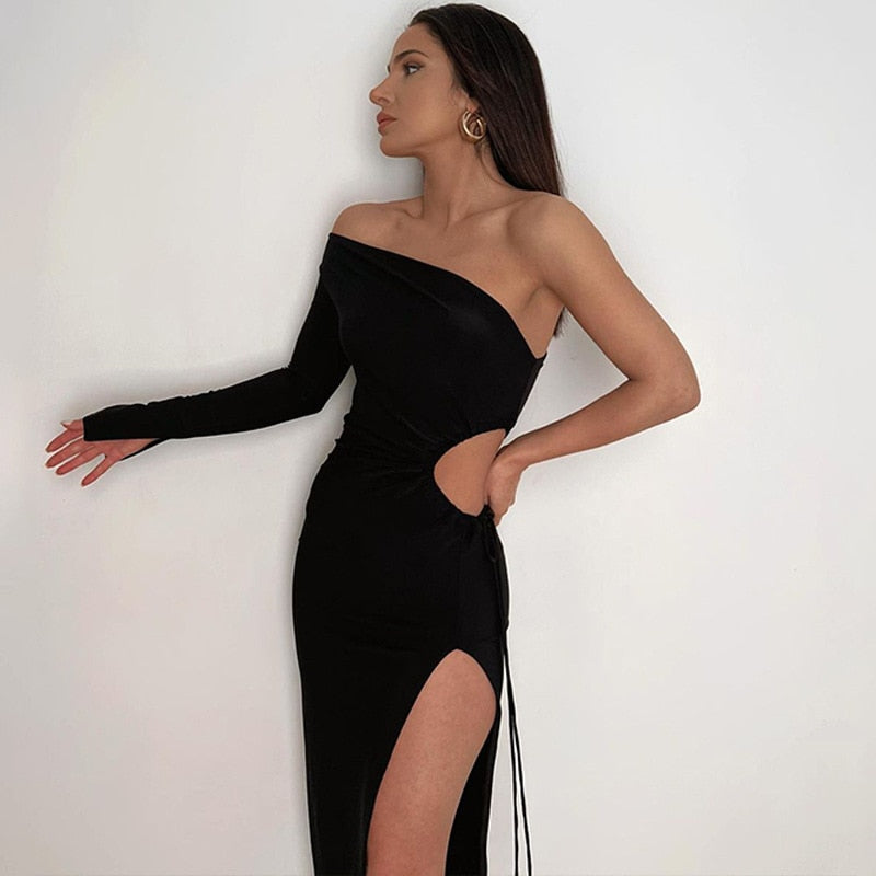 שמלת אלגנט כתף אחת- פלמינגו - Outfitoasis שמלת אלגנט כתף אחת- פלמינגו My Store Outfitoasis